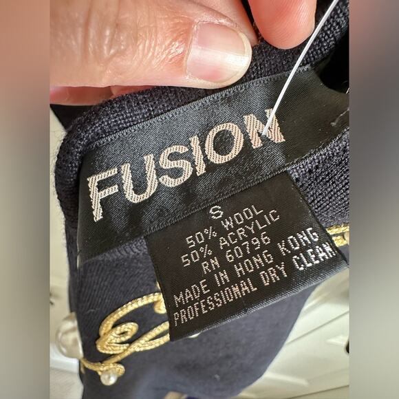 VTG VINTAGE FUSION Black knit Jeweled Wool Sweater Dress MEDIUM - Picture 7 of 9